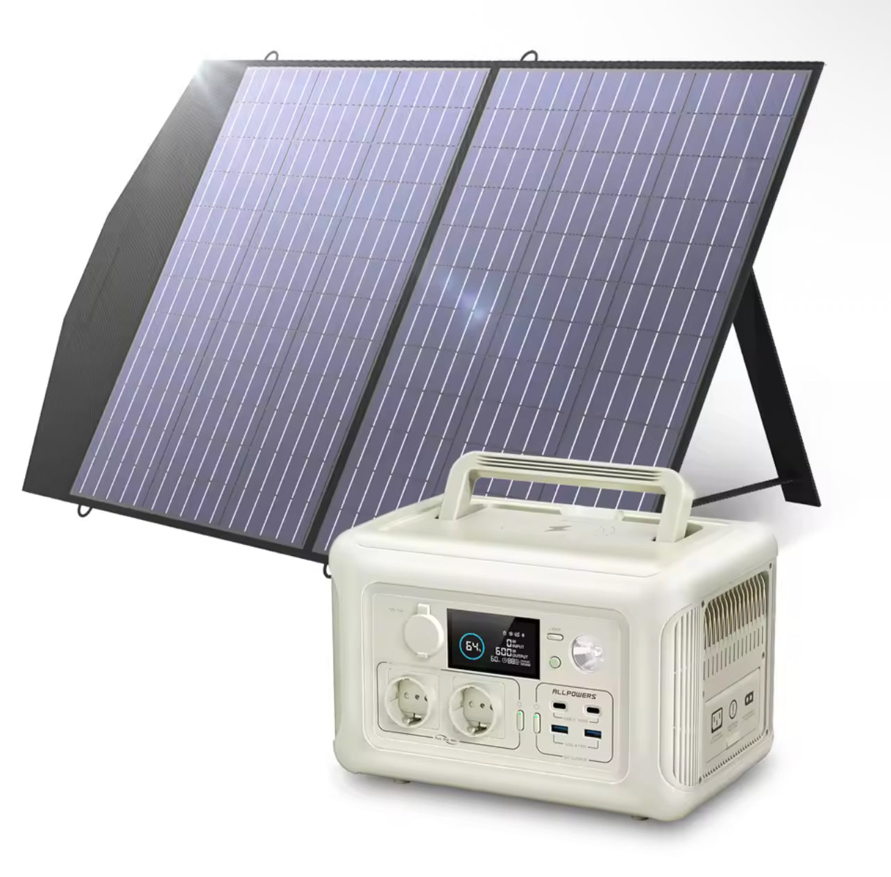 Portable power station with solar panel 100W