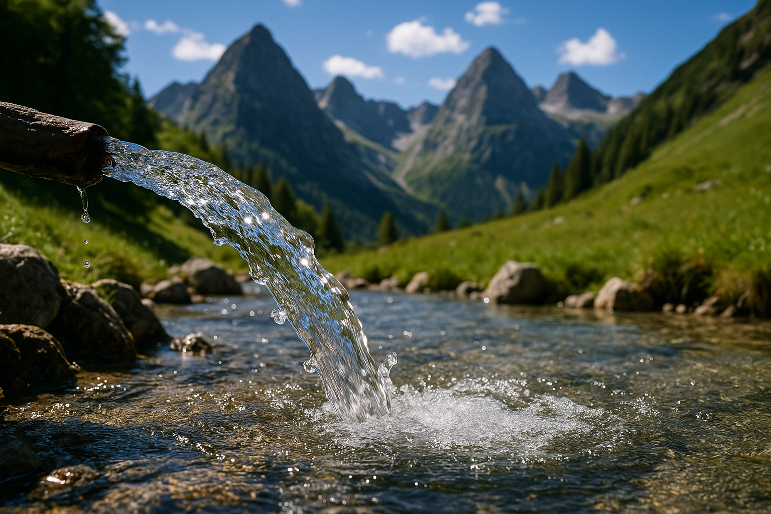 Maak een afbeelding van zuiver water uit een berg 